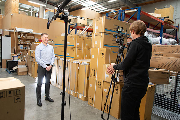 Videographer at Christchurch Electrical filming corporate video